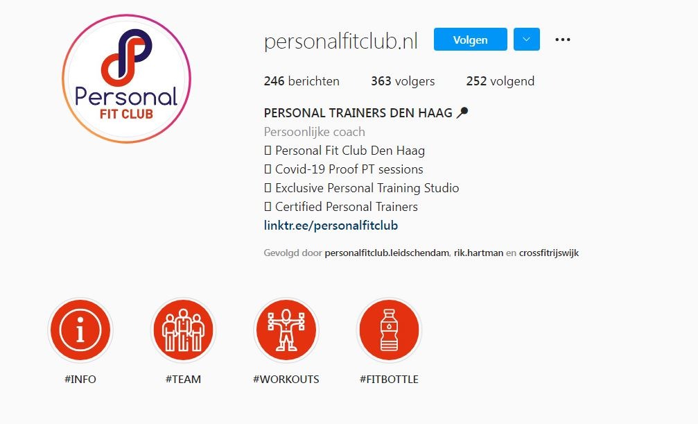 Personal Fit Club - oefeningen van instagram
