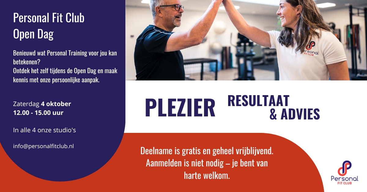 Personal Fit Club Open Dag facebook alle studios